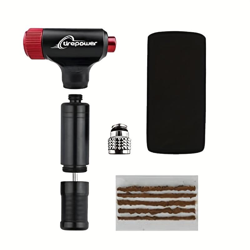 QIUDANOW Bike Tire Repair Tool Kit with CO2 Inflator - Road And MTB Tubeless Tire Puncture Or Flat Fix Kit VVT-2 CO2-A8
