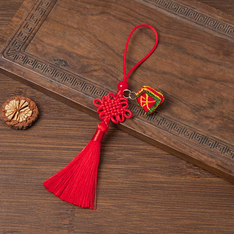 Dragon Boat Festival Sachet Pendant - Zongzi Tiger Ornament with Chinese Knot Keyring Mobile Charm