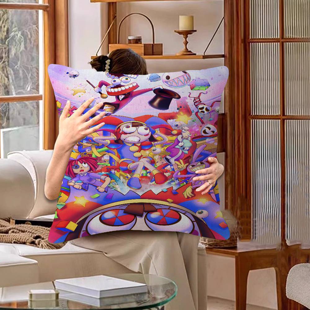 Anime The Amazing Digital Circus Cushion Cover Car Throw Pillow Case For Sofa Car Christmas Gift 40X40Cm 45X45Cm