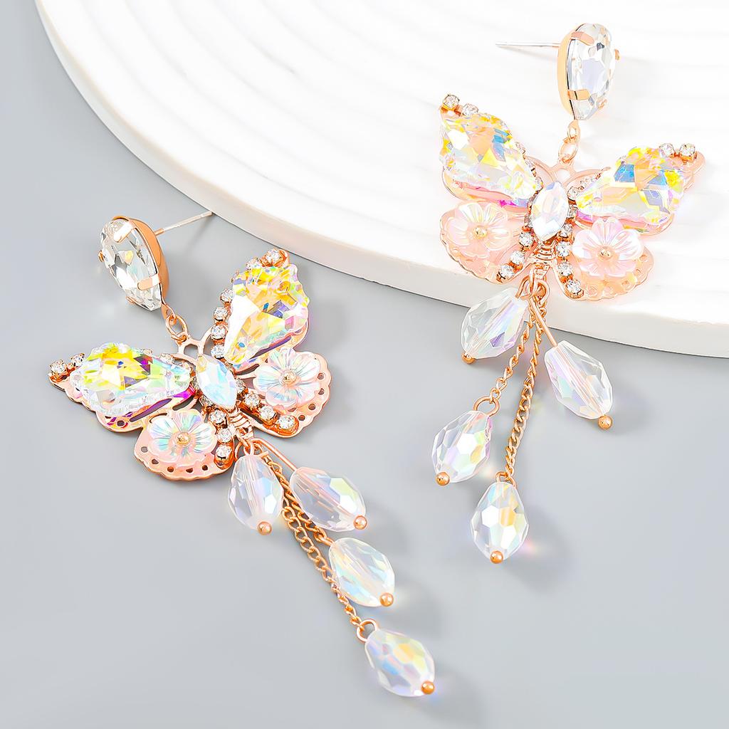 Damen Herbst & Winter Schmetterling Blume Lange Quastenohrringe
