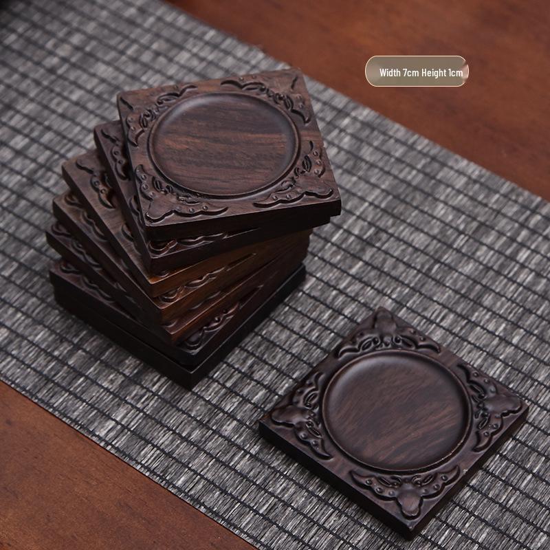 Ebony Solid Wood Tea Coaster Set - Tea Ceremony Accessories for Home or Office