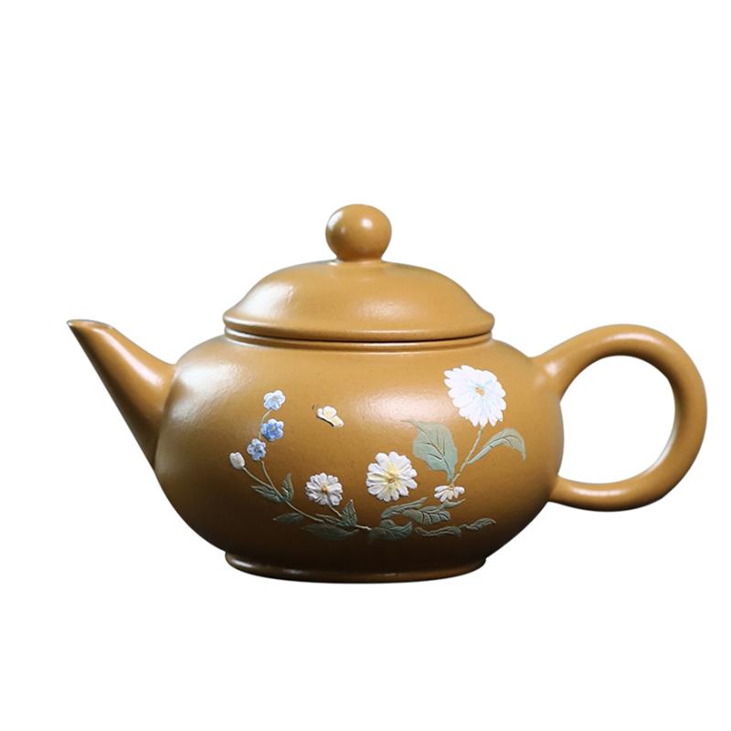 110ml Yixing Lila Ton Teekanne Traditionell Handgefertigt Blumenmuster Teekanne Schöne Kanne Chinesisches Zisha Teegeschirr Teezeremonie Geschenke