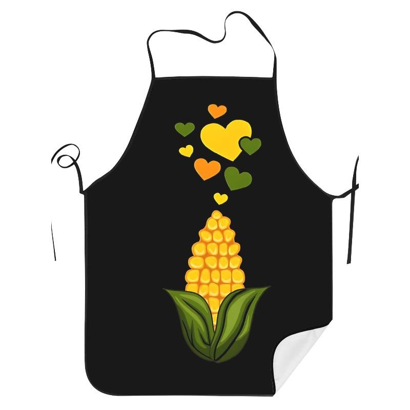 1 Shirt Vintage Corn Apron - For Cute Corn Kernel Print, Corn, Durable Kitchen Apron for BBQ, Hand Washable Corn Themed Apron
