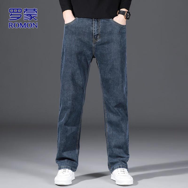 ROMON Men's Straight Loose Fit Denim Jeans