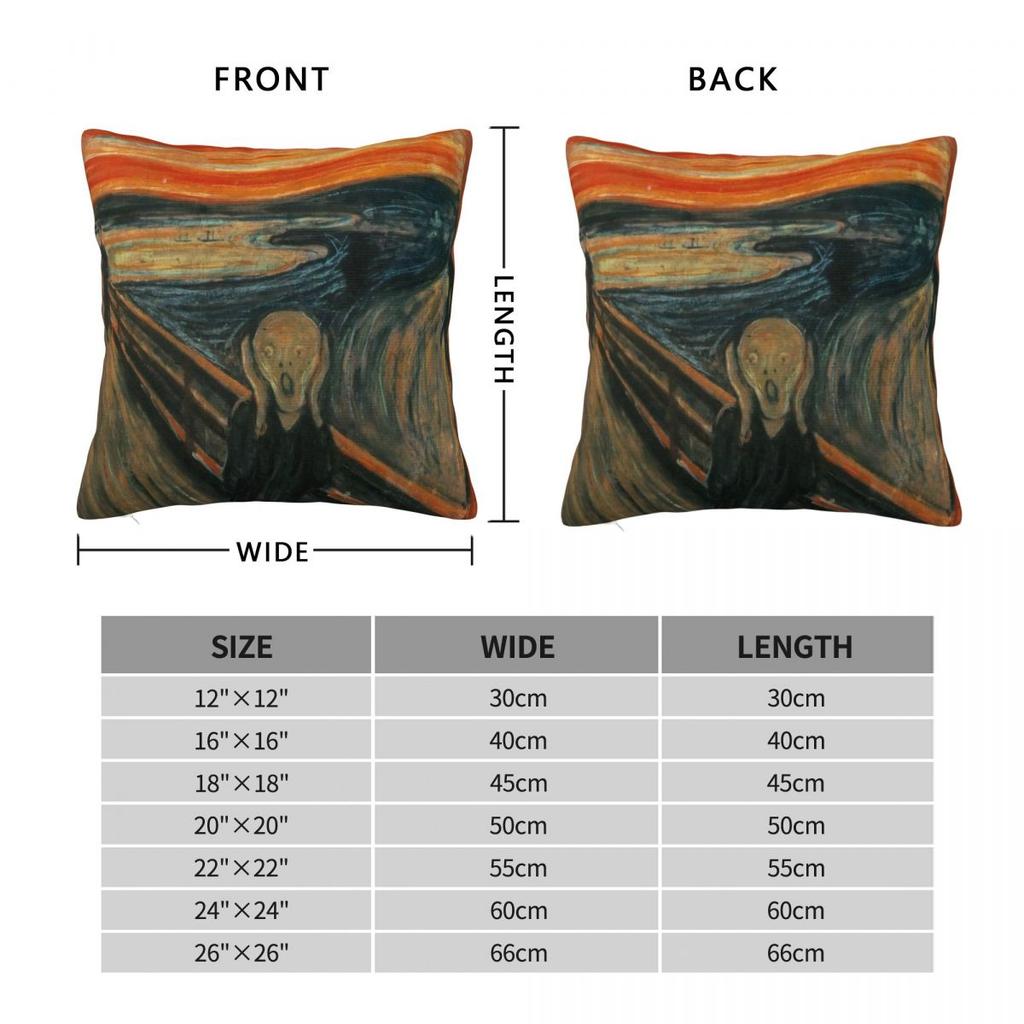 The Scream Edvard Munch Pillowcase Polyester Linen Velvet Creative Zip Decor Throw Pillow Case Home Cushion Cover 18"