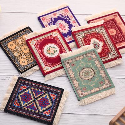Vintage Tassel Coffee Cup Coaster Persian Style Heat Insulator Ethnic Placemat Po Background Props Home Soft Decor Ornament
