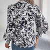 Elegant Floral Print Long Sleeve V Neck Blouse for Women Spring Autumn