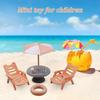 Akcesoria Plażowe do Domku dla Lalek Miniaturowe Dekoracje Kreatywny Parasol Plażowy Krzesło Akcesoria do Domku dla Lalek Piękne Biurko
