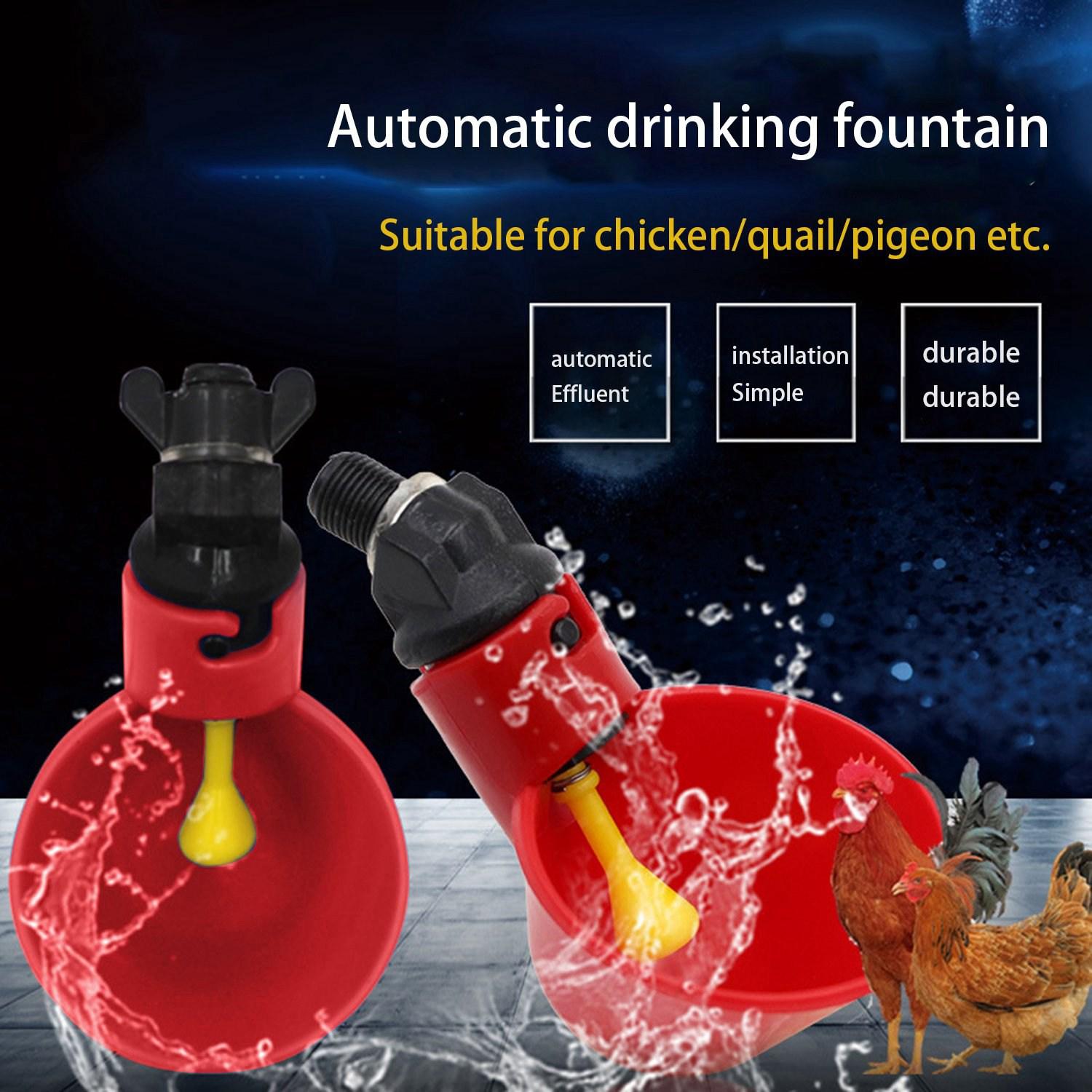 

M-Modern-Automatic Filling Poultry Waterer Cups For Auto Watering Drinker System For Chickens, Ducks, Geese, Turkeys Etc. 6Pcs червоний
