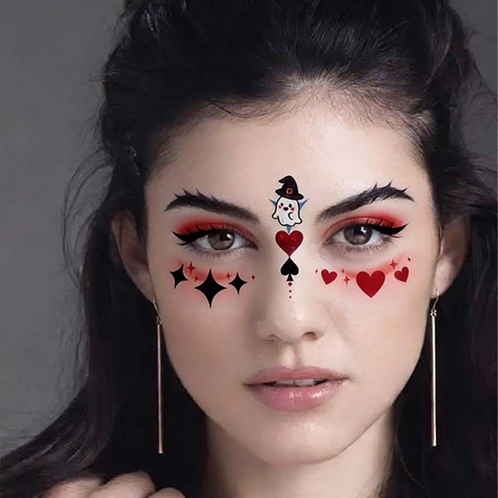 Adesivi Temporanei Monouso per Guance Impermeabili Adesivi Facciali Pipistrello Tatuaggio Facciale Halloween Trucco Palla