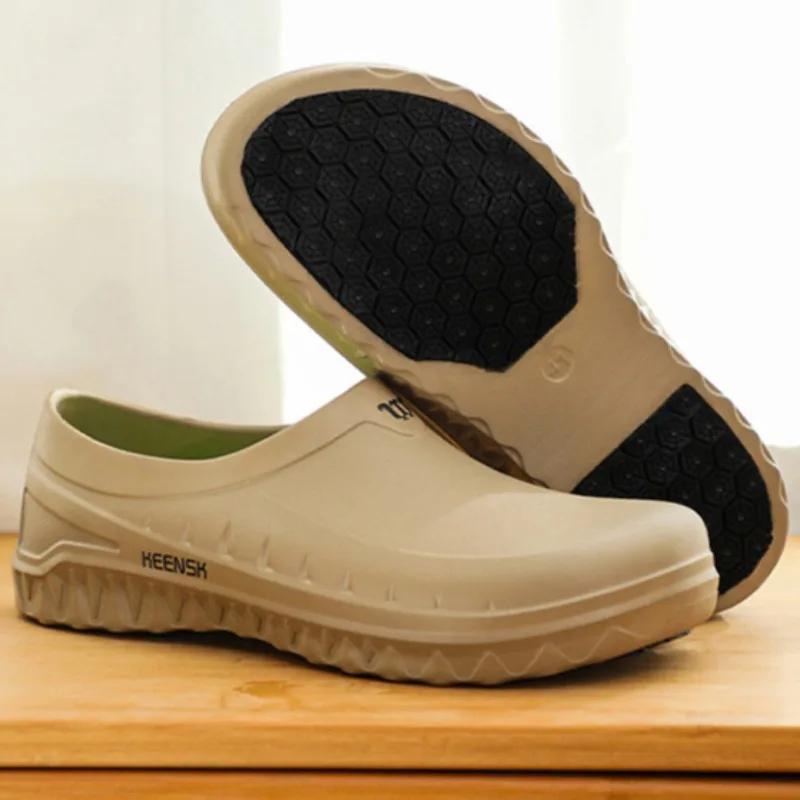 

Высококачественные маслянистые поварские туфли мужские, мужские нескользящие повседневные сандалии, мужские водонепроницаемые туфли из ЭВА для мужчин, рабочая обувь для улицы 44 хаки