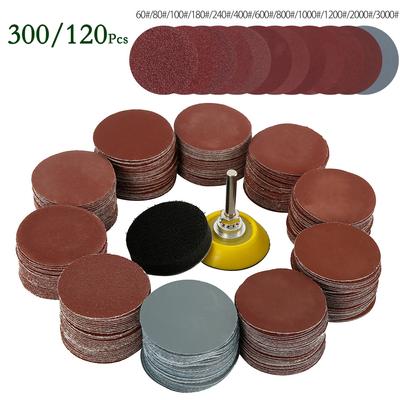300Pcs 50mm Sanding Disc 2 Inch 60-3000 Grit Sandpapers Sanding Pads Kit For Drill Grinder Rotary Tools With Backer Plate