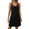 Gilet con tasca da donna alla moda, tinta unita, scollo a U, ampio, senza maniche, pullover, vestito