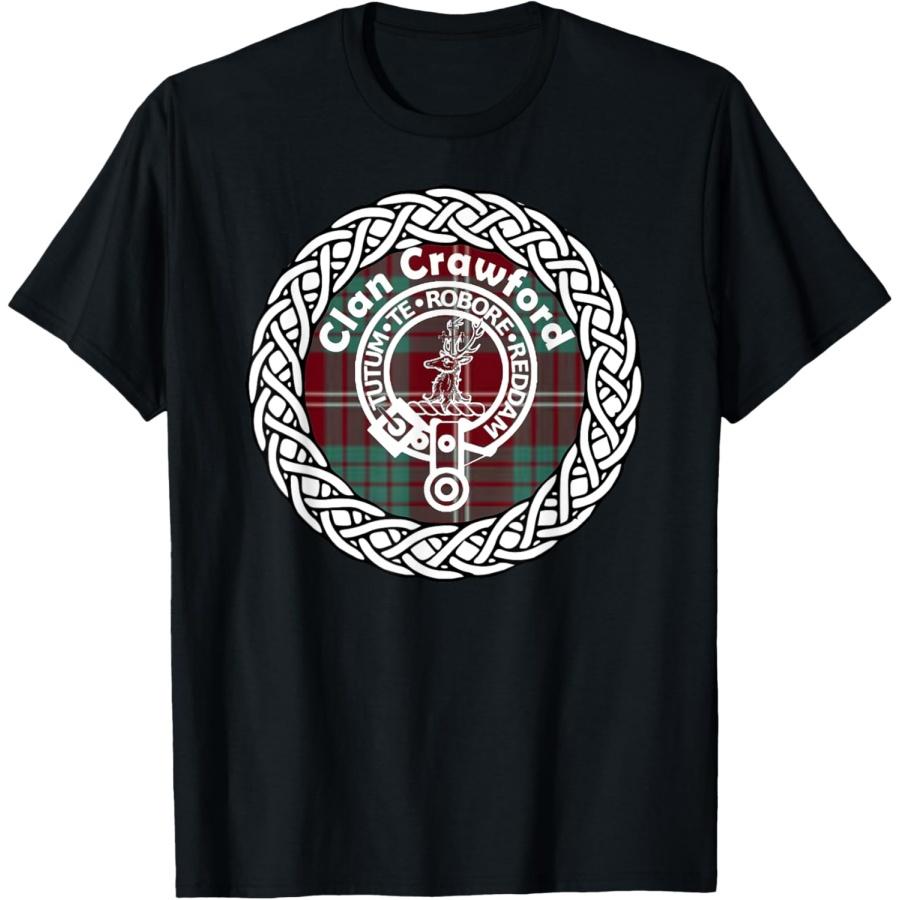 Crawford surname Scottish clan tartan crest badge t-shirt T-Shirt XXXXXL чёрный