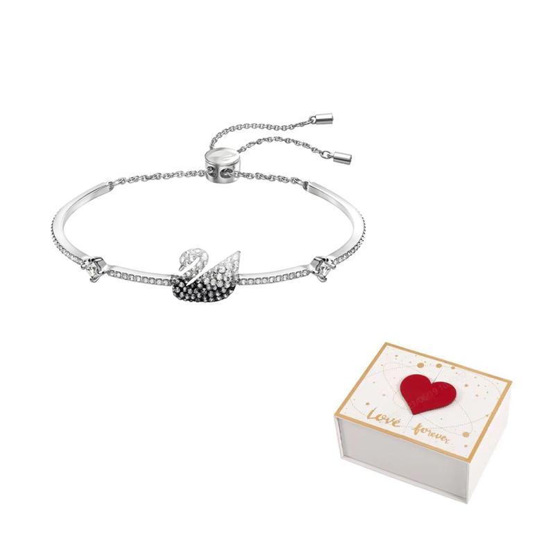 Swarovski Swan Faux Crystal Stone Bangles Womens F-white gift box белый