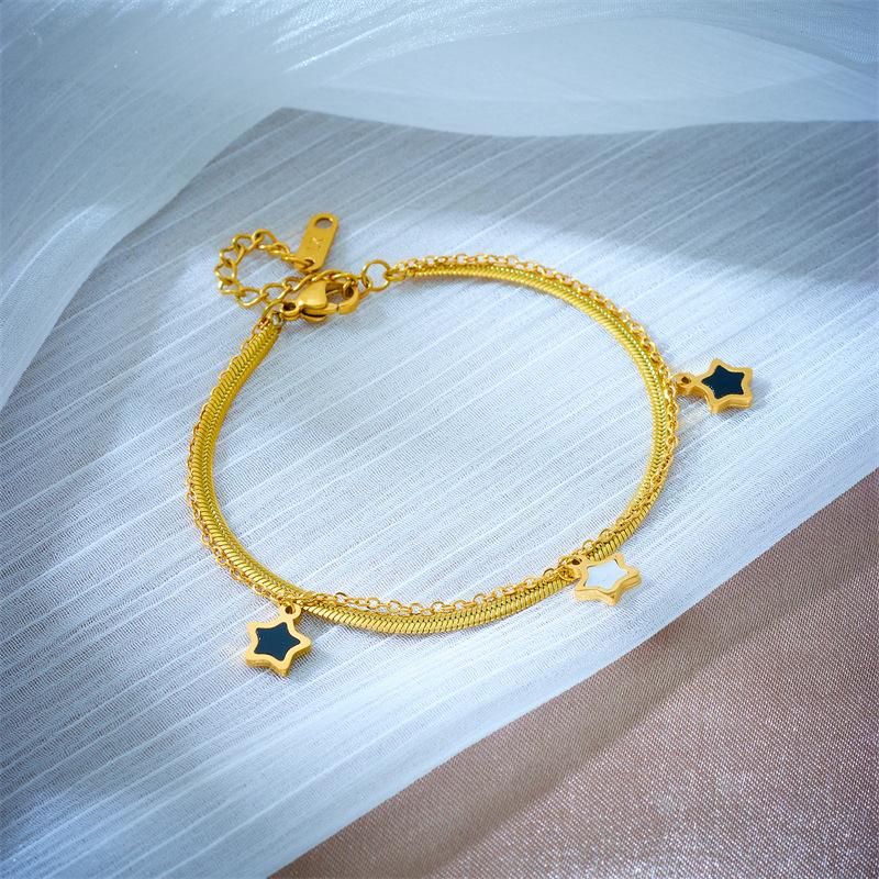 Gold Star Double Layer Bracelet For Women Dainty Jewelry