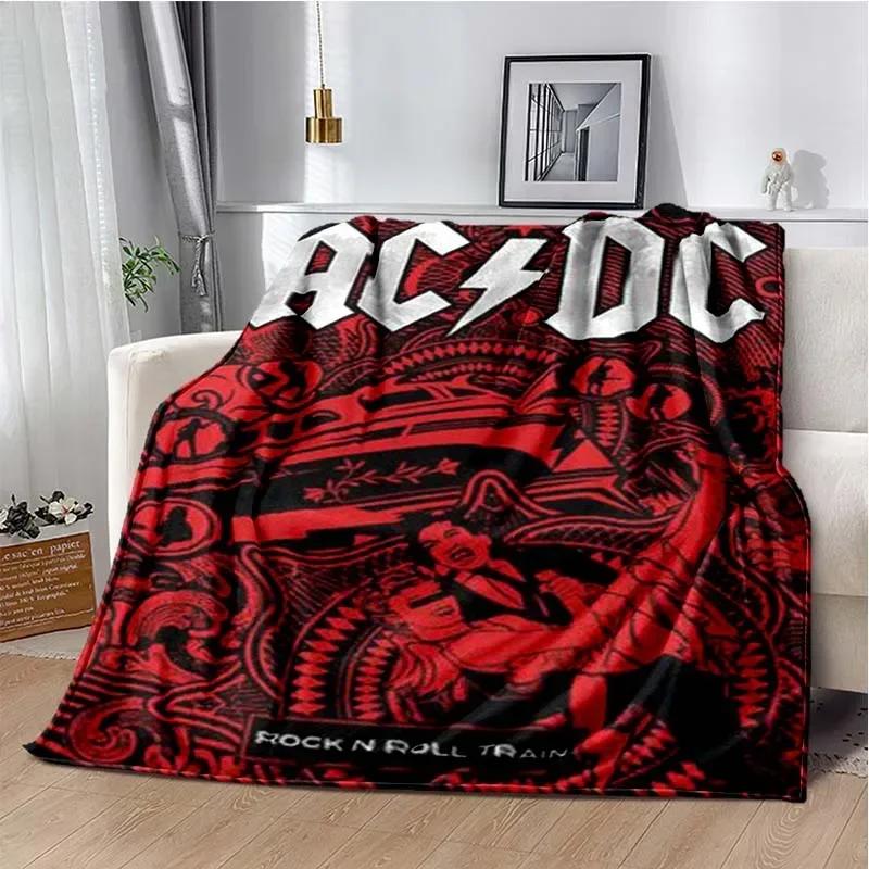 ACDC Pattern Throw Blanket Light Weight Blanket for Living Room Bedroom Kidsroom Warm Blanket Christmas Gift