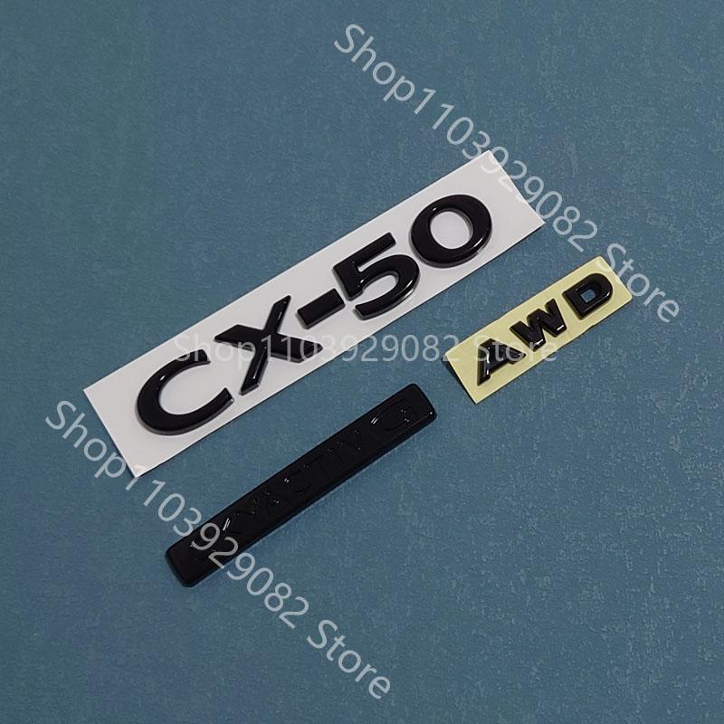 For Mazda CX-50 Black Front Logo, Middle Grille Sticker, CX-5 Rear Logo, Luggage Compartment Logo Accessory Sticker Carbon Fiber Xlnpu00