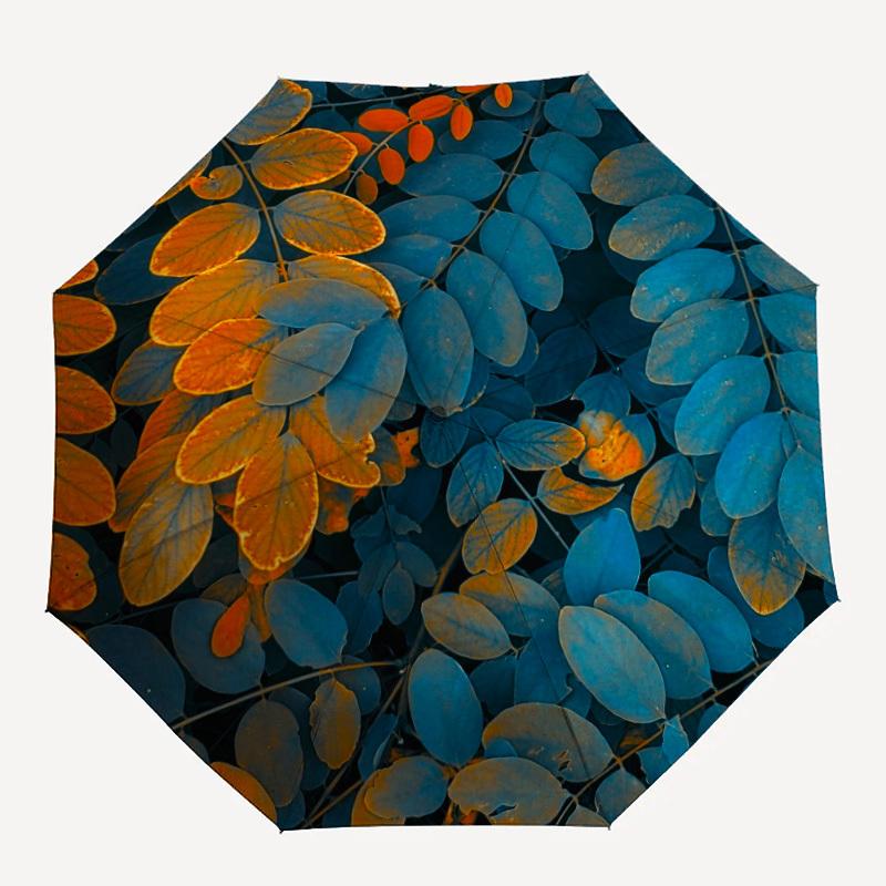 

1pc Autumn Leaves Automatic Open/close Umbrella, 8-Rib sturdy structure, Auto Folding/Opening, Portable Travel Umbrella for Women,185