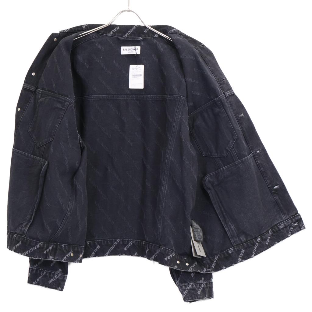 Balenciaga [/Inland Regulär] 675208 Gebrauchte BB Monogram Denimjacke XS schwarzGebraucht