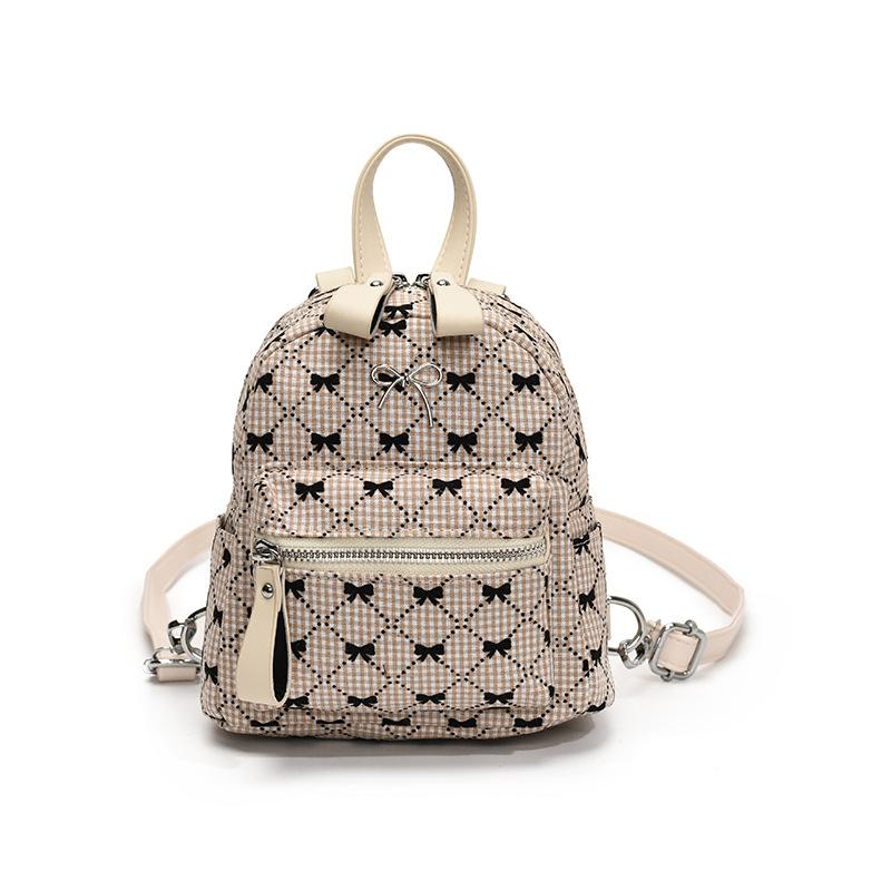 Trend niche fashionable bow rhombus foreign style handbag bag versatile temperament casual backpack women