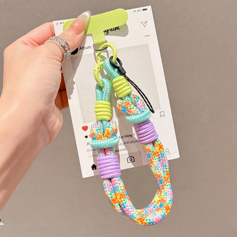 [Longsheng] Mobile phone lanyard removable braided hand rope short wrist ring dual-purpose portable women's dopamine contrasting