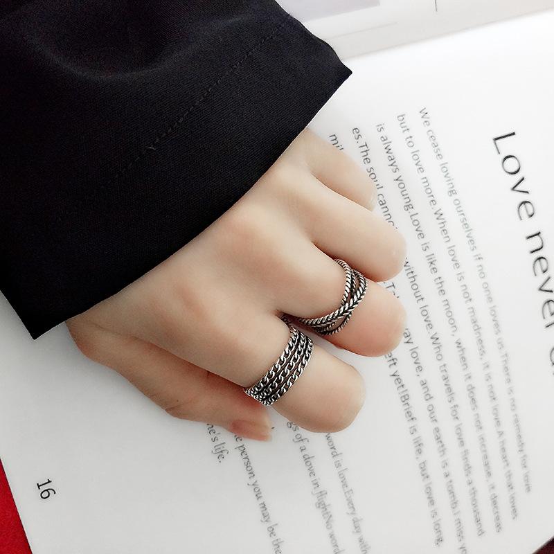BFCLUB  Silver Color Rings Bijoux 2020 Simple Style Silver Color Multilayer Line Rings For Women Gifts Large Chains Rings