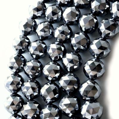 [GOLD STONE] Terahertz Ore 100-Facet Cut Beads, 40cm Long, Star Cut, Triangle Cut, Handmade Accessories, Sold In Strands, 10mm