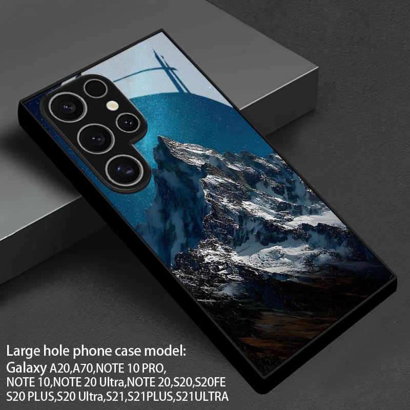 Night Sky Mountain Pattern 2D Phone Case for Samsung Galaxy S26 S25 S24 S23 S22 S21 S20 A55 A54 Tempered Glass Protective Cover