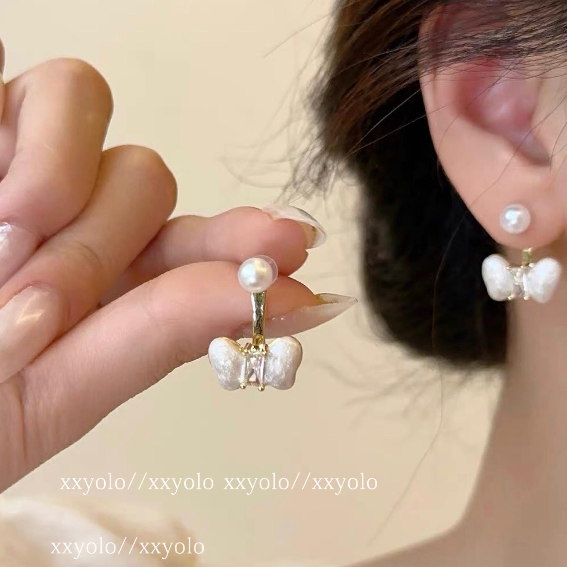 

Sweet on the Run Princess Small Delicate Back Hanging Bow Premium Silver Needle Earrings Earrings Women s Earrings