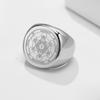 Vnox Sieben Siegel der Engel Ringe für Männer, Runde Stempel-Fingerringe, Metatron-Würfel Stempelring, Klobiger Punk Schmuck