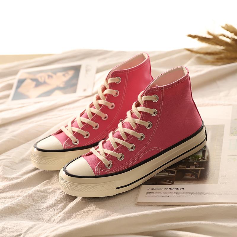 Canvas shoes pink high-top retro versatile canvas shoes 19