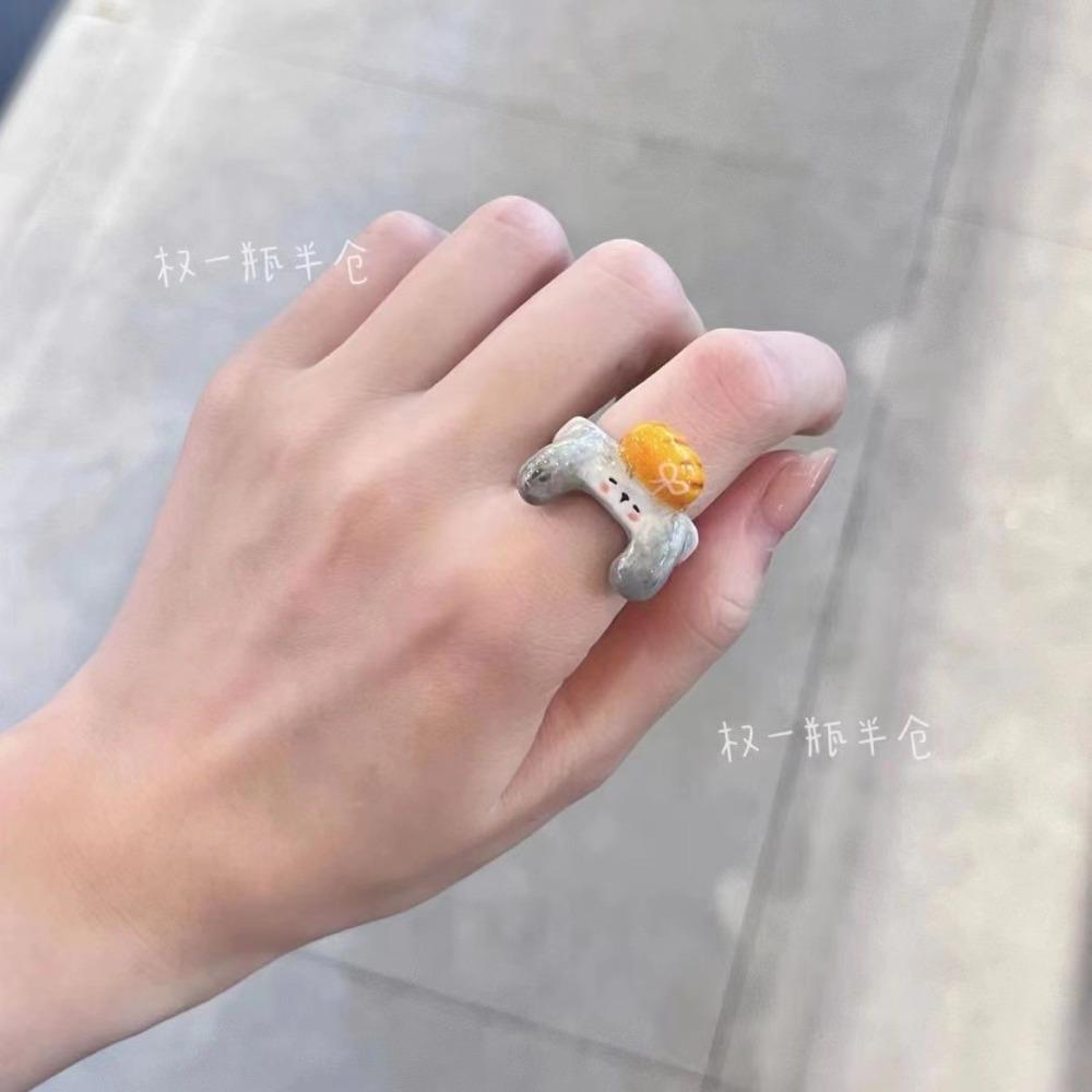 Cartoon Childlike Cute Enamel Drip Glaze Cat Ring Niche Design Girl Heart Versatile Animal Student Ring