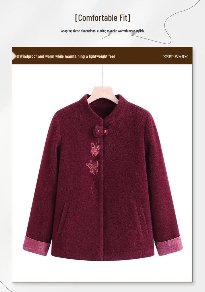 2025 New Style Plus Velvet Thickened Autumn/Winter Outerwear for Middle-aged and Elderly Women