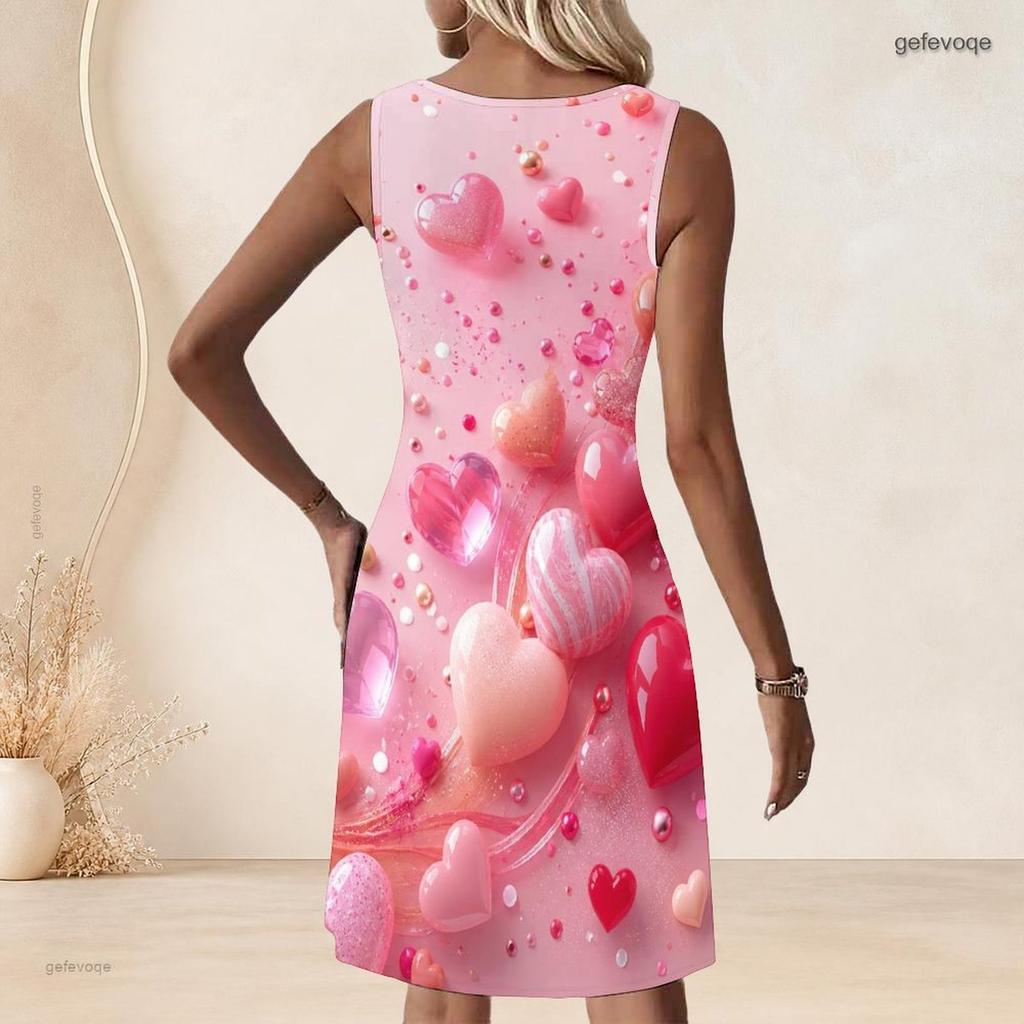 Women Plus Size Sleeveless A Line Dress Black Printed Round Neck Keyhole Ring Detail