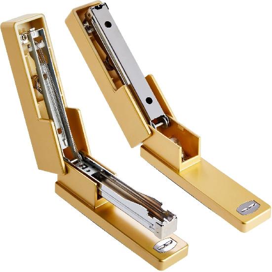 2 Piece Matte Gold Stapler and Tape Dispenser Set for Home Office Decor, Classroom Supplies, Desk Accessories for Dorm Room, Students, Teachers,
