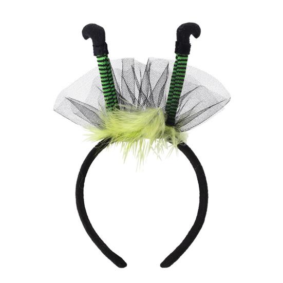 Witch Hair Hoop Witch Feet Feather Mesh Design Halloween Headband Adult Costume Parties Cosplay Dress Up Prop