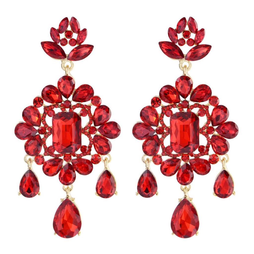 Luxurious Rhinestone Tassel Earrings: Elegant Crystal Studs with a European & American Flair