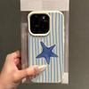 Blue Striped Starfish Pattern Soft Candy Color Phone Case For iPhone 17 16 15 14 13 12 11 Pro Max XR X XS 17Air Shockproof Cover