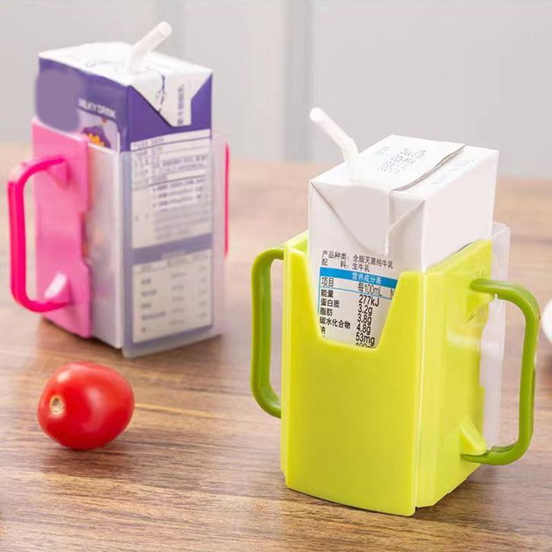 Fucntion Adjustable Safe Toddle Practical Self-Helper Juice Milk Box Drinking Box Holder Cup For Baby Kids Handles Supply