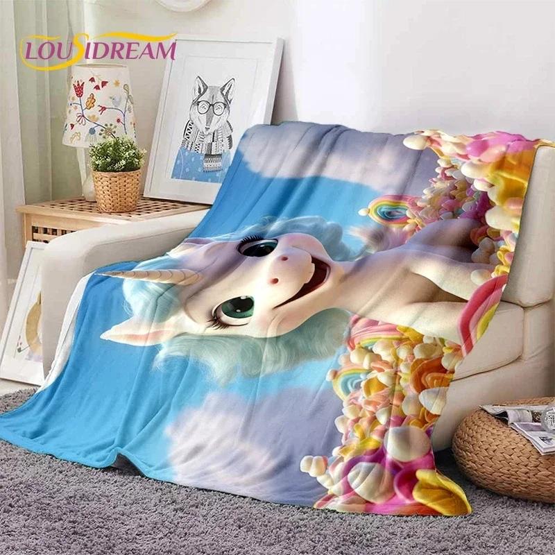 3D Cute Dream Unicorn Cartoon Girl Soft Flannel Blanket for Beds Bedroom Sofa Picnic,Throw Blanket for Outdoor Leisure Nap Gift