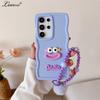 Catenina da polso carina a cartoni animati Custodia a onde per Samsung Galaxy S25 S24 Ultra S22 S23 Plus S20 S21 FE A54 A55 A35 A15 A16 Copertura con cordino