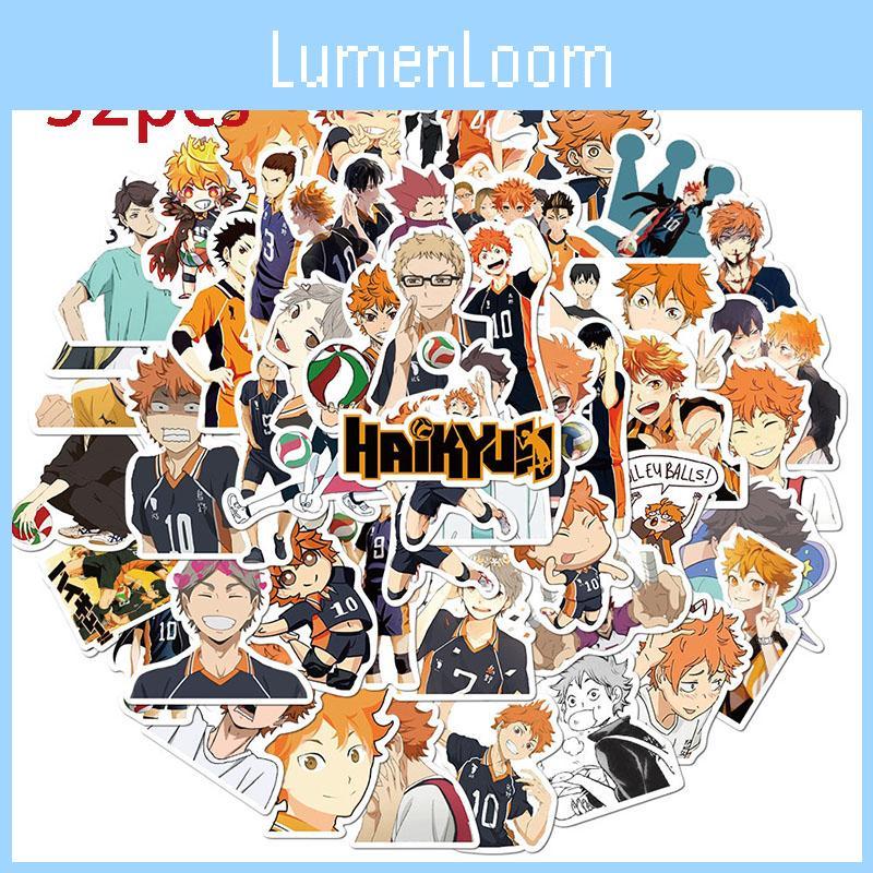 Vibrant Haikyuu!! 52-piece Pvc Stickers Perfect For Luggage And Skateboards