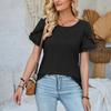 Damen Rundhals-Oberteil Lässiges Patchwork Einfarbiges Lockeres T-Shirt