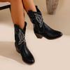 Damen Retro Western Bestickte Cowboy Martin Stiefel - High-Top, V-Ausschnitt Ritterstil
