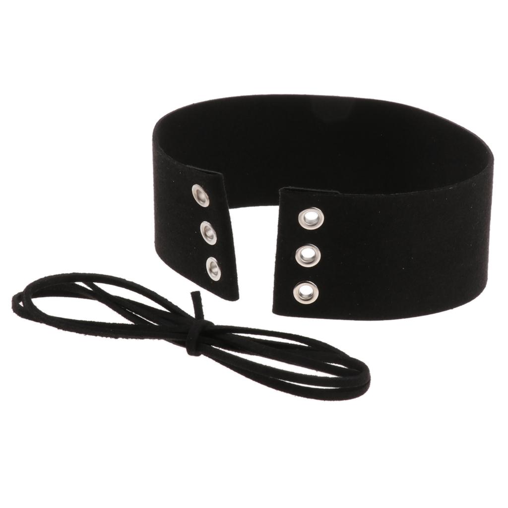 

Gothic Choker Necklace Adjustable PU Leather Collar Punk Lace Up Belt Choker Necklace for Party Clubwear чёрный