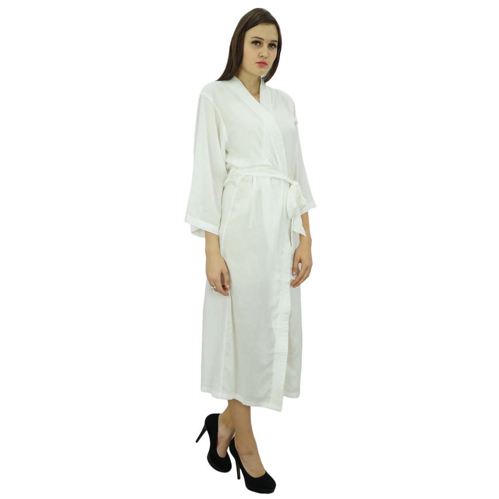 Bimba Women Long Solid Belt Robe Soft Modal Cotton Wrap Round Plain Bath