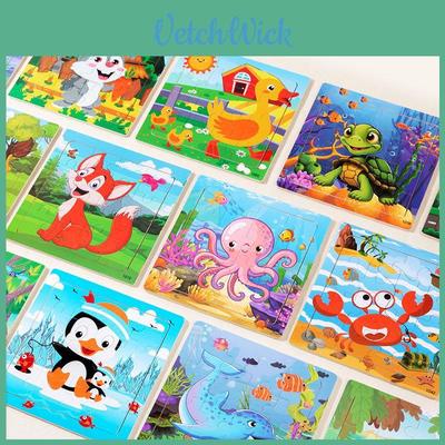 Holz-Kinderpuzzle mit Tierillustrationen für frühes Lernen und Gehirnentwicklung