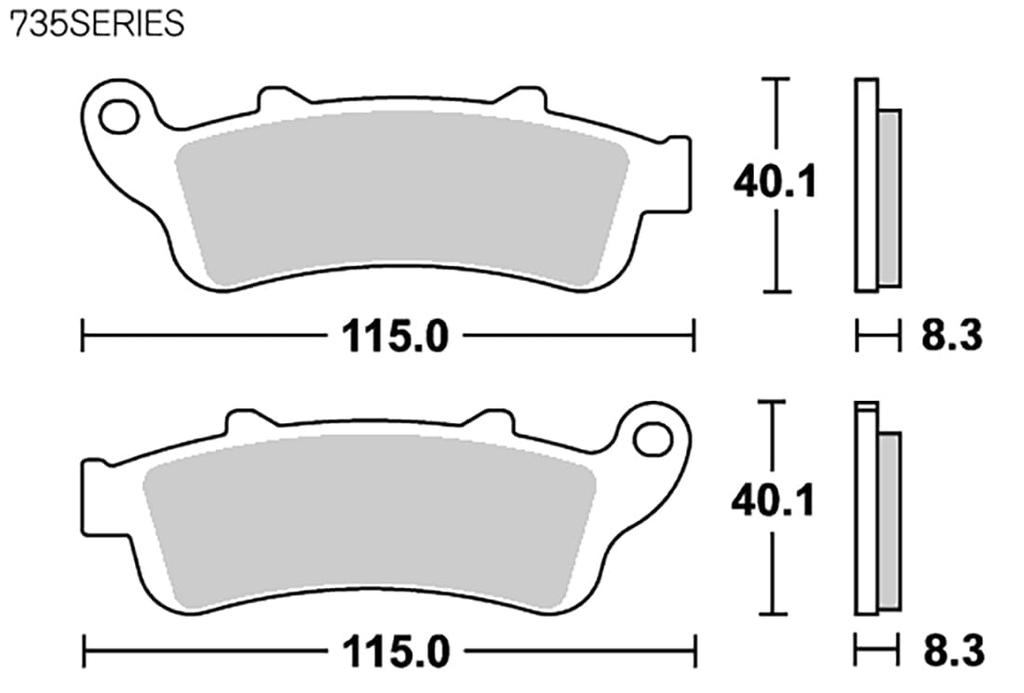 KITACO SBS Brake Pads 735HS Sintered Metal for Forza Silver Wing, Gold Wing, Etc. (Product Code: 777-0735020)