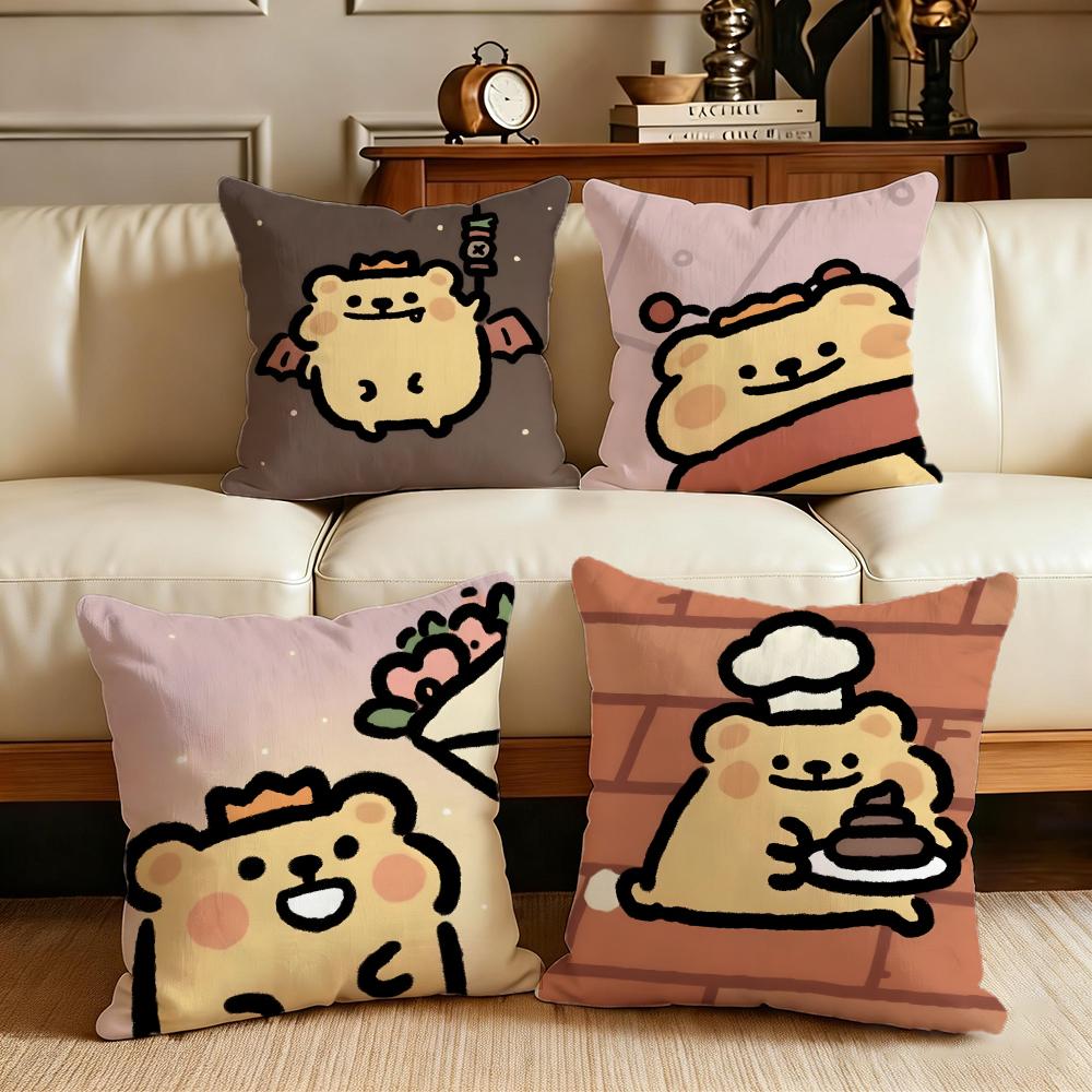 Cute Bearisbug Cushion Cover Cushion Cover Set 4Pcs 50X50 45X45 40X40 Pillowcase Decorative Sofa Home Decor